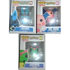 Lot Funko Pop! Pokemon Mr. Mime 582 Lucario 856 Caterpie 848